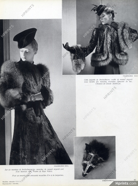 Weil & Max (Furs) 1947 Muselière of Schiaparelli, Fur Coat