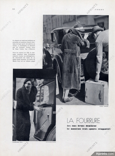 Weil & Henri Vergne (Furs) 1932 Handbag Hermes Fur Coat