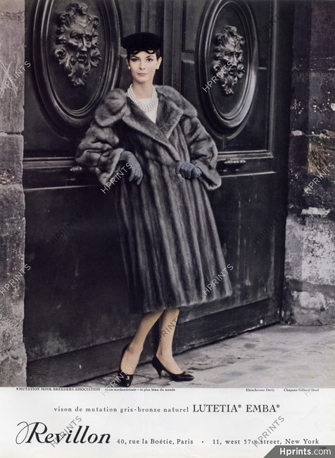 Revillon 1959 Fur Coat, Hat Gilbert Orcel Fashion Photography