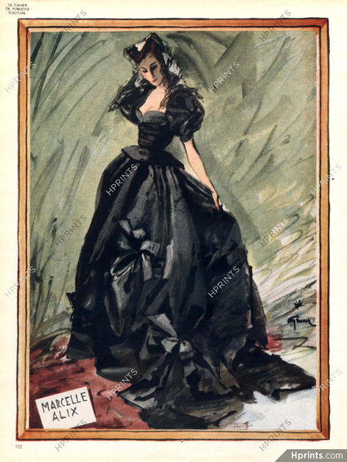 Marcelle Alix 1945 Evening Gown, René Gruau