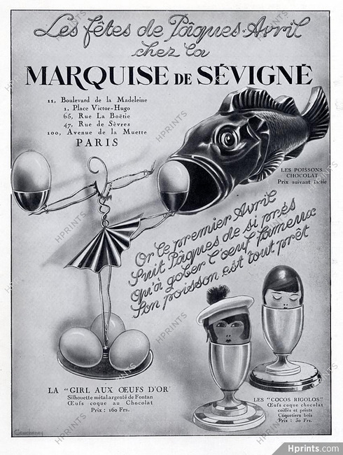 Marquise de Sévigné 1929 Chocolats, La Girl aux Oeufs d'or