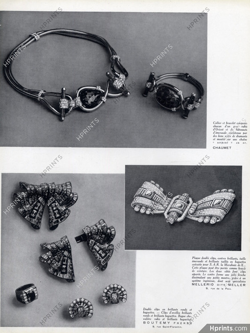 Chaumet, Mellerio, Boutemy (Jewels Art Deco) 1937 Necklace, Bracelet, Clips, Boucle de ceinture