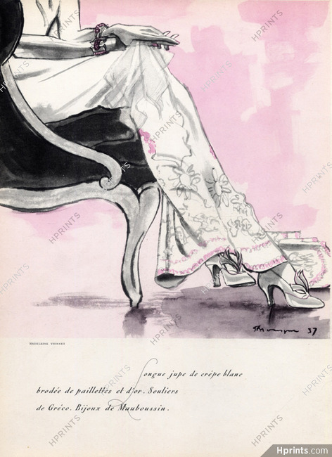 Madeleine Vionnet 1937 Evening Gown, Mauboussin, Souliers Gréco, Pierre Mourgue