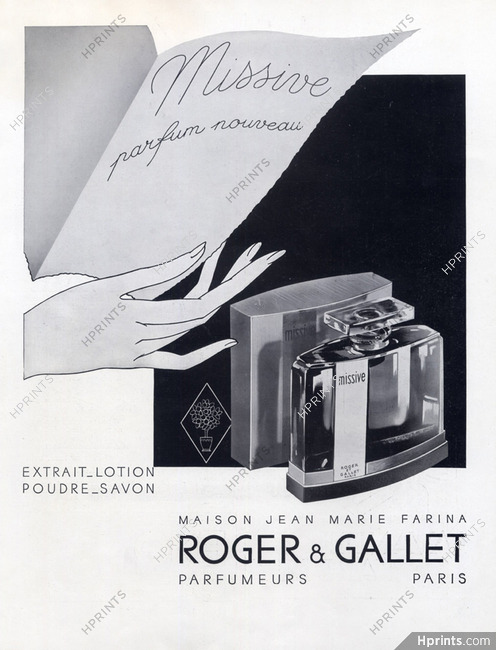 Roger & Gallet 1933 Missive