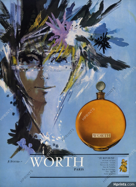 Worth 1966 Je Reviens, M.Diesse — Perfumes — Advertisements