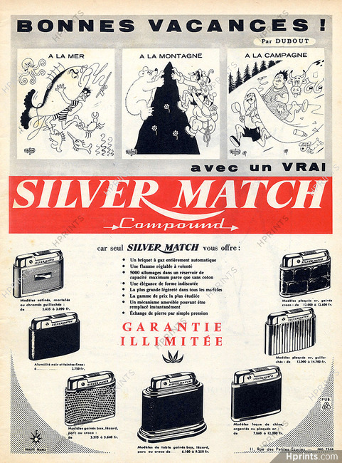 Silver Match 1958 Dubout, Lighter