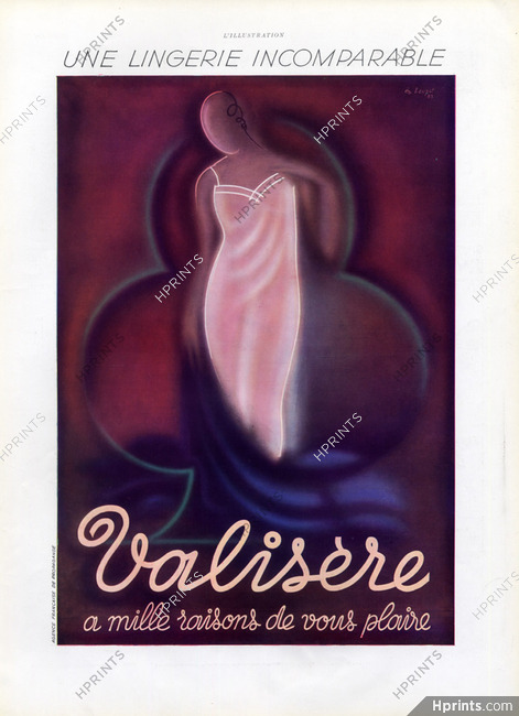 Valisère (Lingerie) 1937 Art Deco, Charles Loupot