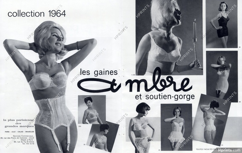 Ambre 1964 Guépière, Girdle, Bra, Garters — Advertisement
