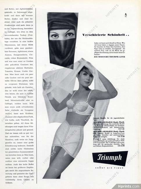 Triumph (Lingerie) 1957 Girdle, Bra — Advertisement