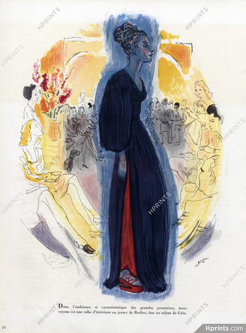 Grès (Germaine Krebs) 1945 Robe d'intérieur, Jersey Rodier, Charles Kiffer