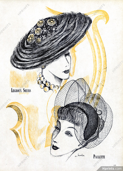 Paulette & Legroux Soeurs 1948 Hats, Barlier