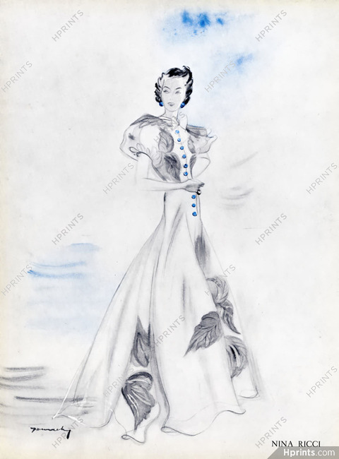 Nina Ricci 1937 Evening Gown, Demachy