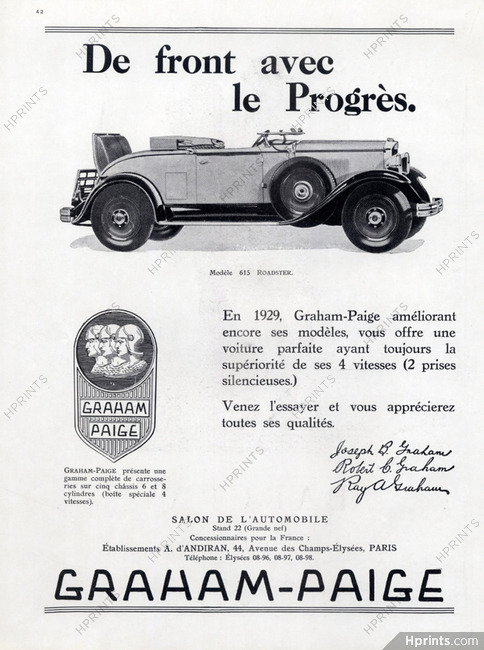 Graham-Paige (Cars) 1929 Modèle 615 Roadster