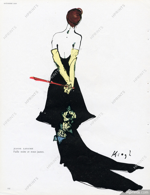Jeanne Lafaurie 1949 Keogh Evening Gown Fashion Illustration