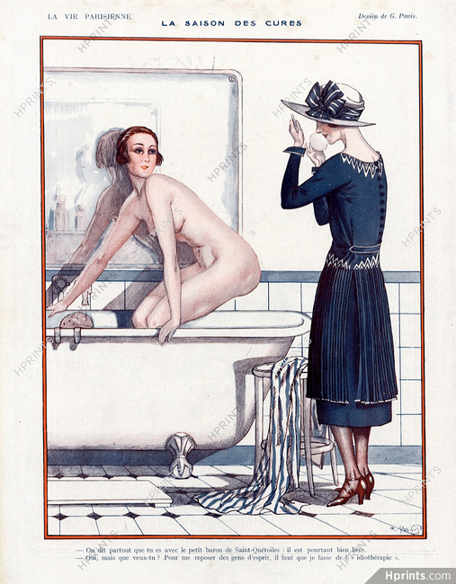 Georges Pavis 1921 "La Saison des Cures" nude, bathroom
