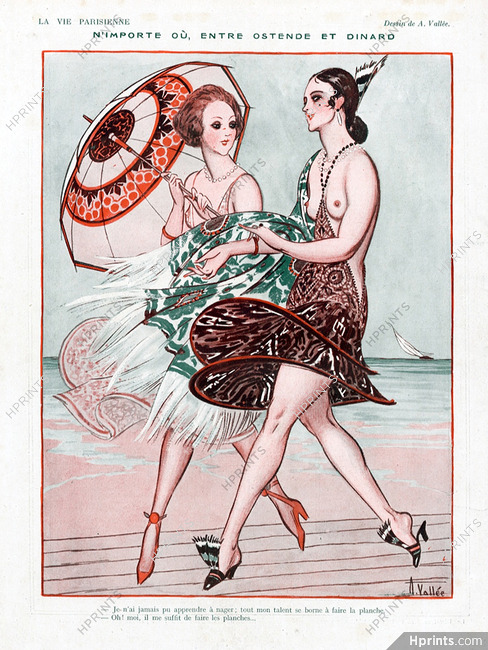 Armand Vallée 1921 Sexy Beachwear Topless, Summer