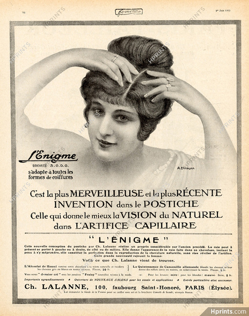 Ch. Lalanne L'Enigme (Hairstyle) 1913 Ehrmann