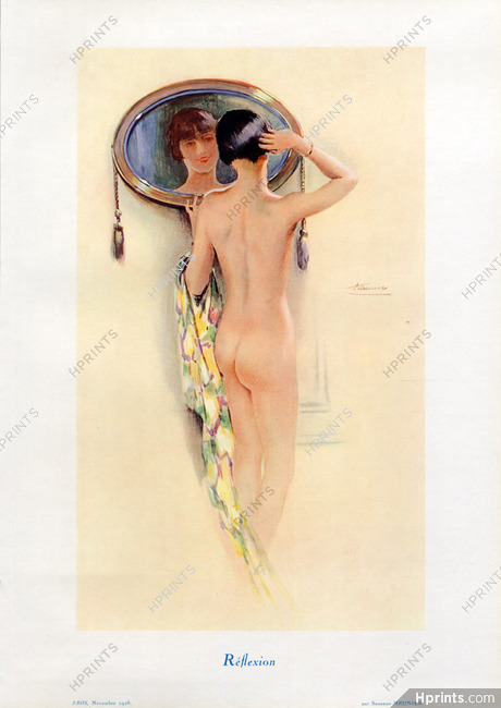 Suzanne Meunier 1928 Réflexion - Reflection, Nude, Mirror