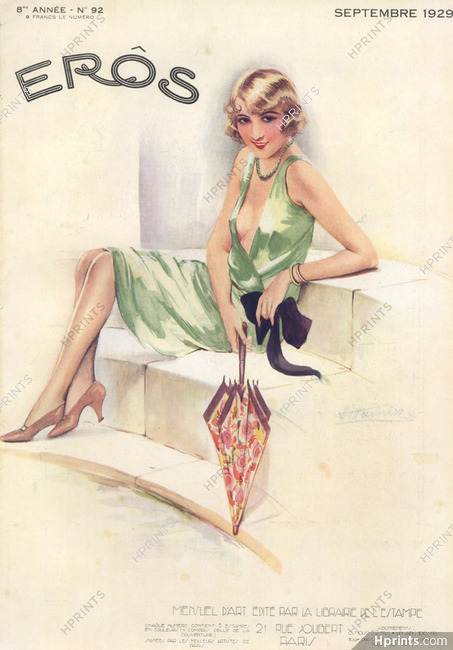 Suzanne Meunier 1929 Eros Cover, Elegant Umbrella