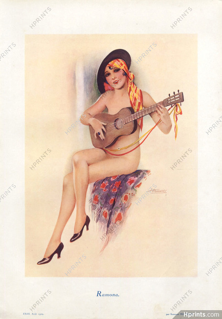 Suzanne Meunier 1929 Ramona, Nude Guitarist, Spanish
