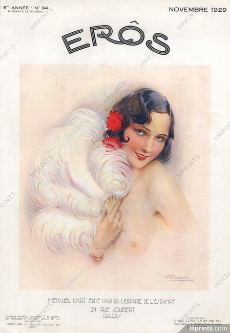 Suzanne Meunier 1929 Novembre, Eros Cover, Topless, Fan