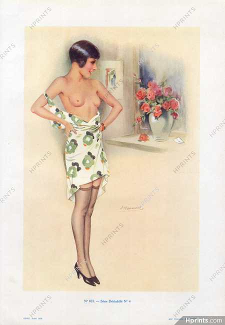 Suzanne Meunier 1930 Série déshabillé N°4 Topless Negligee