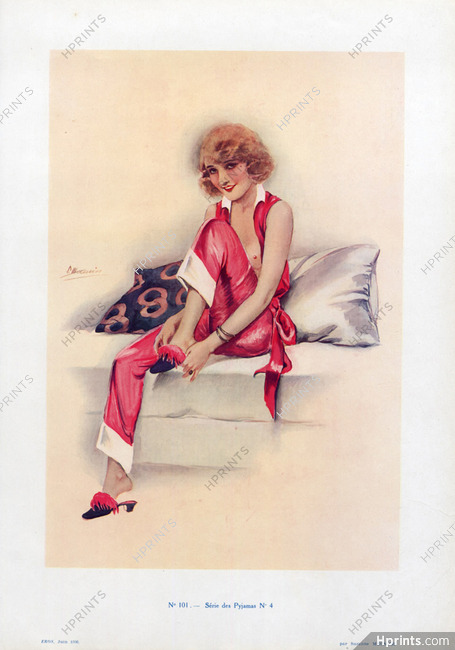Suzanne Meunier 1930 Série des Pyjamas N°4, Pajamas Lingerie Sexy Charm