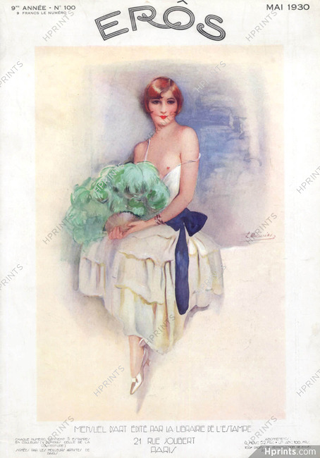 Suzanne Meunier 1930 Topless Fan Elegant