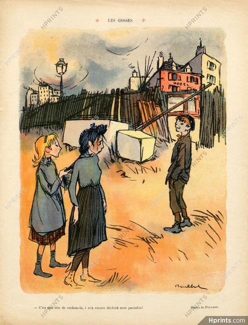 Francisque Poulbot 1908 "Les Gosses" Children Street Urchin