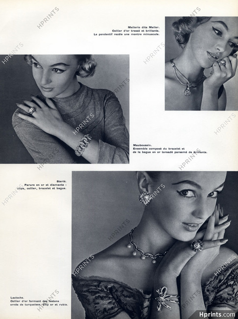 Mellerio, Mauboussin, Sterle, 1955 Necklace, Bracelet, Earrings