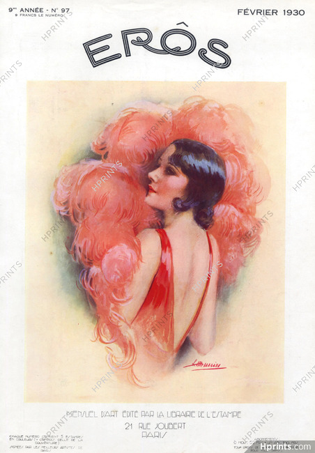 Suzanne Meunier 1930 Elegant Portrait Fan Feathers