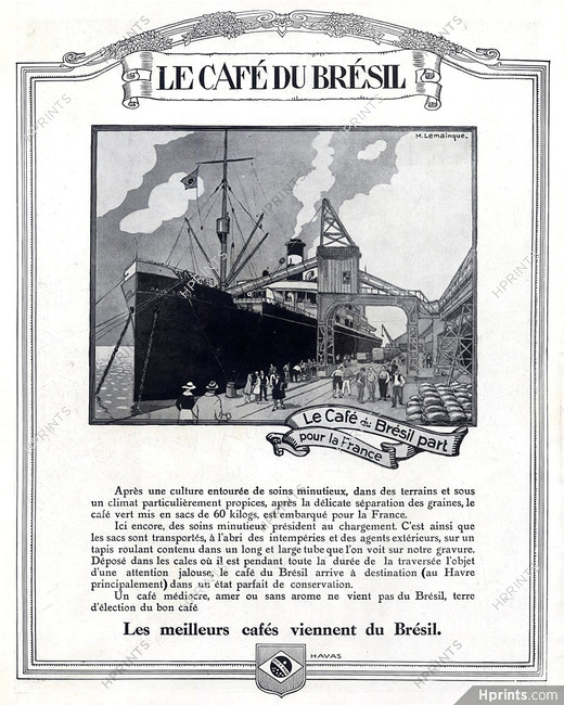 Café du Brésil 1929 Boat Paul Soares, M.Lemainque