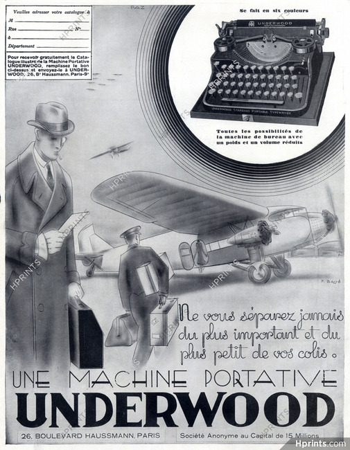 Underwood 1929 Standard Portable Typewriter, P.Basse