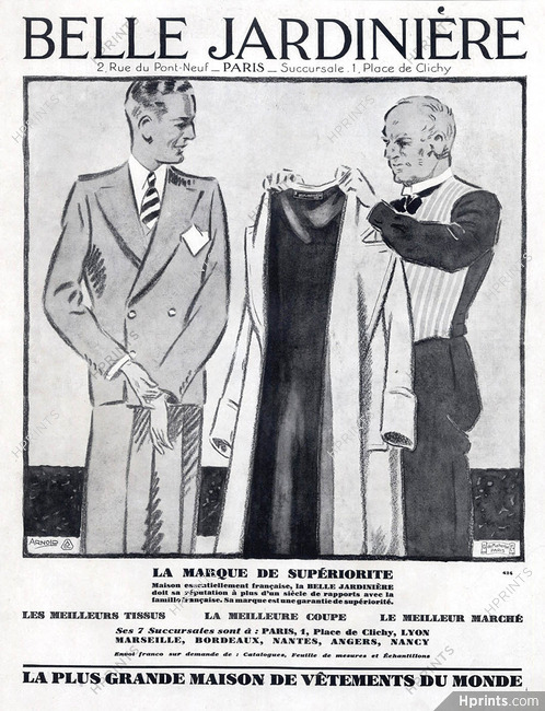 Belle Jardinière (Department store) 1928 Men's Clothing, Arnold