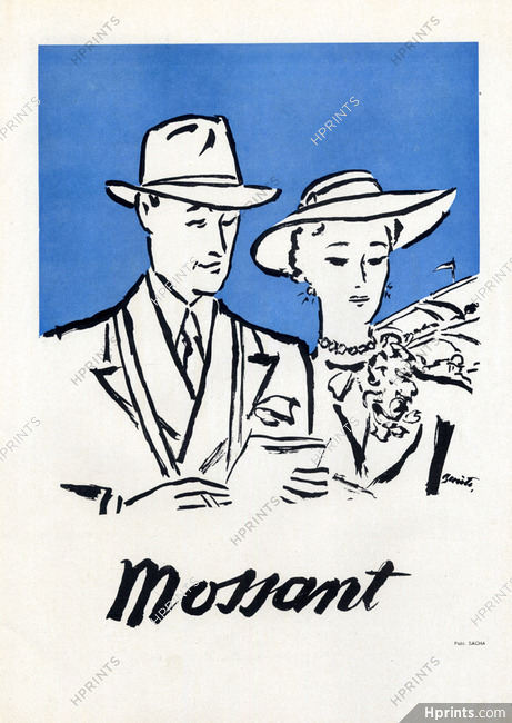 Mossant (Hats) 1948 Bénito Fashion Illustration