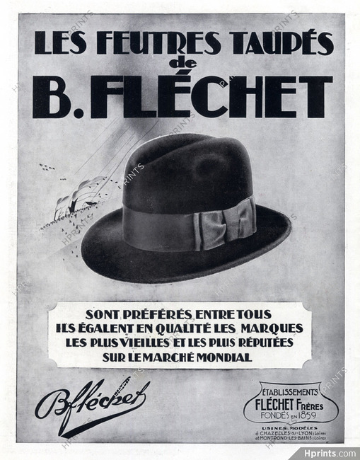 Fléchet (Hats) 1929 Feutres Taupés