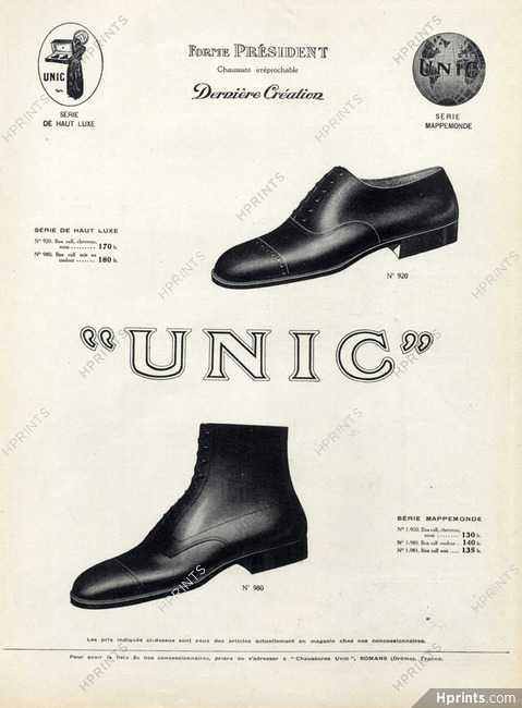 Unic (Shoes) 1925 Forme Président