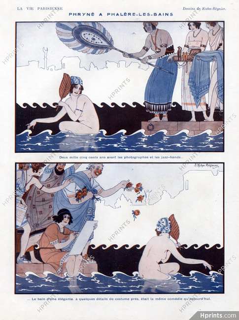 Joseph Kuhn-Régnier 1922 "Le Bain d'une élégante" Phryné, Nude, Bathing Beauty