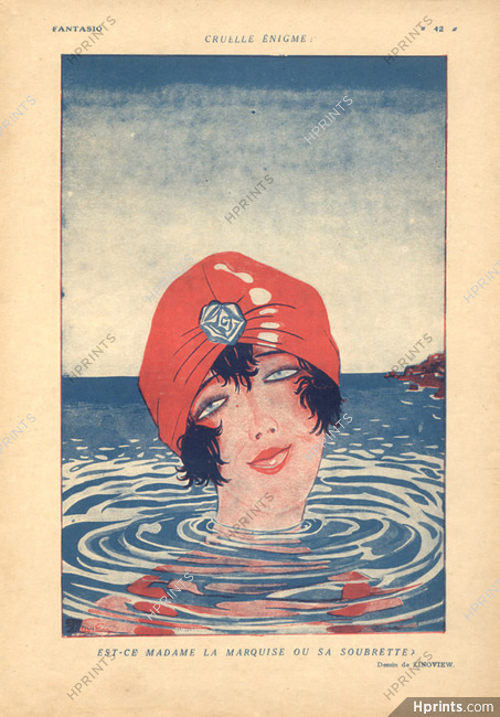 Alexandre Zinoview 1920 Bathing Beauty, Turban, Swimmer
