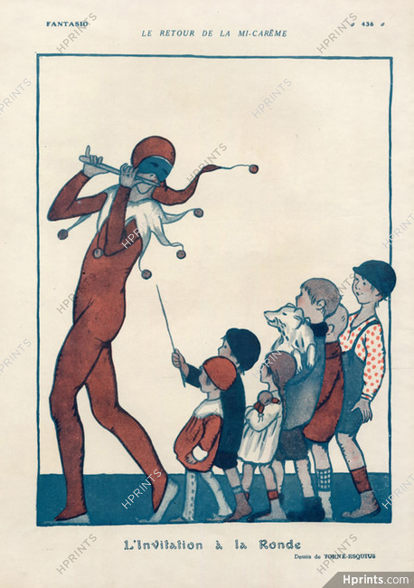 Torné-Esquius 1919 L'invitation à la Ronde, Children, Harlequin