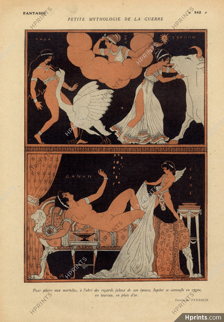 Pyrrhon 1918 Mythologie de la Guerre, Jupiter, Swan, Classical Antiquity