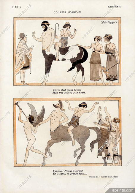 Courses d'antan, 1919 - Joseph Kuhn-Régnier Chiron & Nessus, Mythologie, Centaur