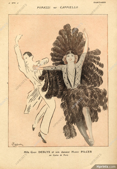 Leonetto Cappiello 1918 Gaby Deslys & Harry Pilcer, Casino de Paris, Feathers Costume