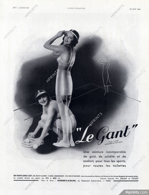 Le Gant (Lingerie) 1934 Warner's Girdle Tennis