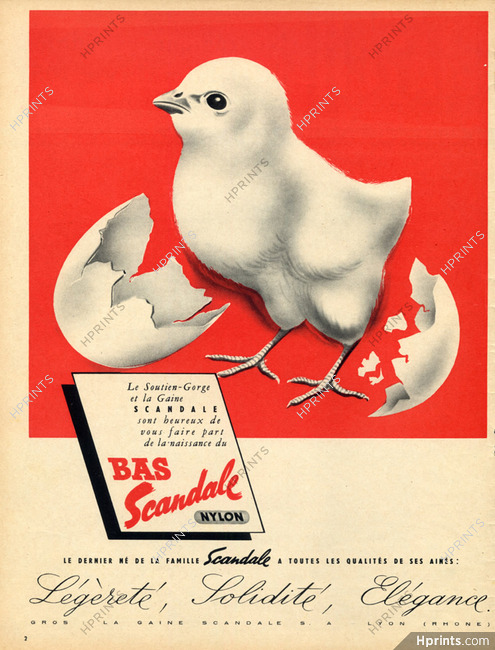 Scandale (Stockings) 1951 (L) Stockings Hosiery, Bird, Jeanléger
