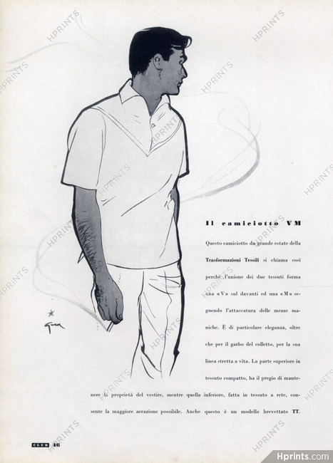 Club 1954 René Gruau, Fashion Illustration, Men
