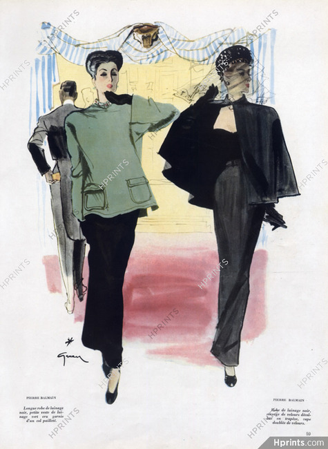 Pierre Balmain 1945 Evening Gowns, René Gruau