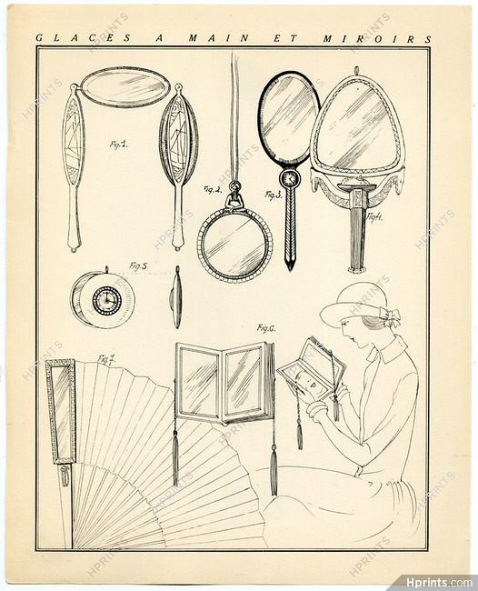Gazette du Bon Ton 1922 Glaces a Main & Miroirs Fan Mirrors