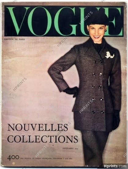 Vogue Paris France 1954 September Septembre Nouvelles Collections, 182 pages