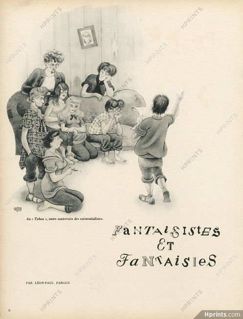 Dubout 1947 Fantaisistes et Fantaisies, Au Tabou antre des Existentialistes